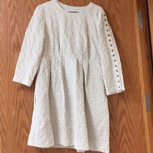 Winter white designer/pockets/pleats/wood buttons